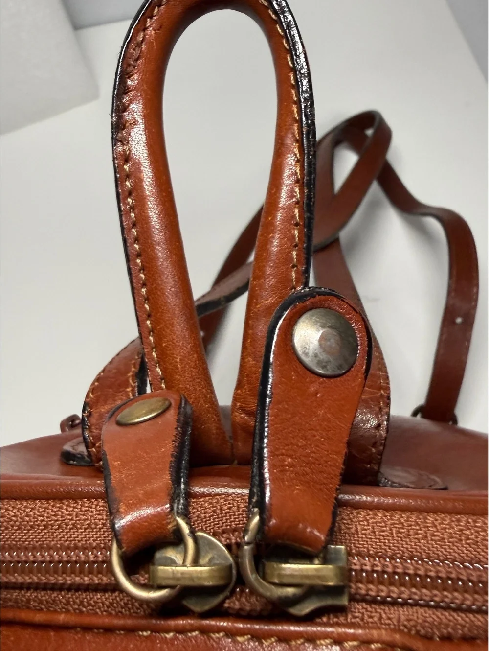 Vintage Morlane Paris Brown Genuine Leather Mini Backpack Brass Hardware